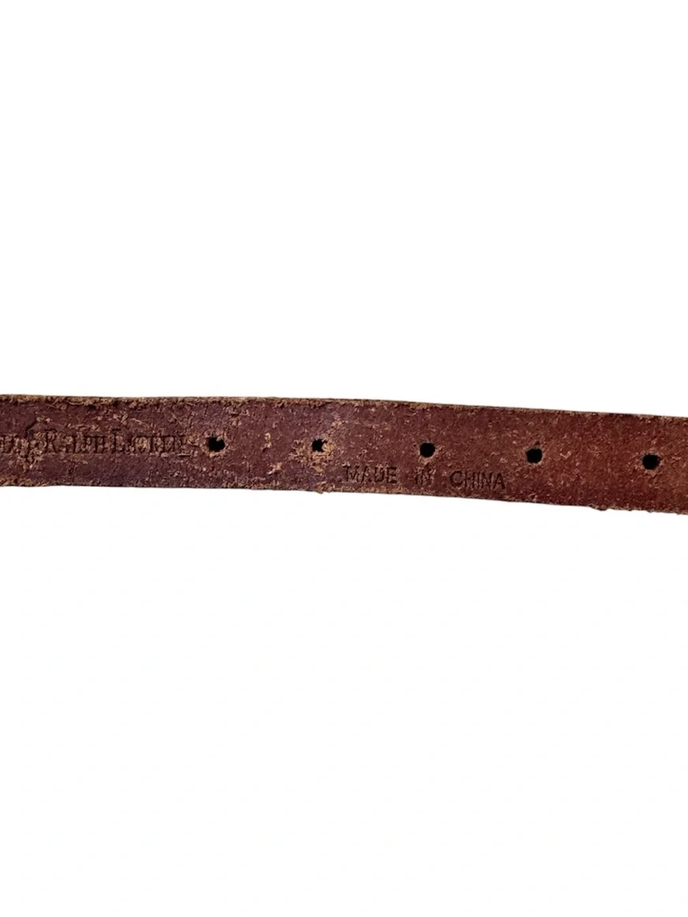 Polo Ralph Lauren Mens Vintage Brown Leather Tan Stretch Belt Size 34/85 RL Logo